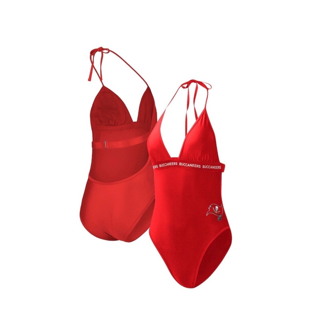 NFL Team Apparel Tampa Bay Buccaneers Red Halter One Piece Swimsuit NWT M - Picture 4 of 11